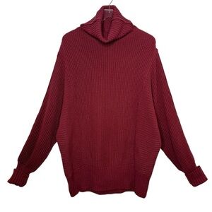 Free People Cocoa Burgundy Red Women’s Oversized Ribbed Turtleneck Sweater Sz S